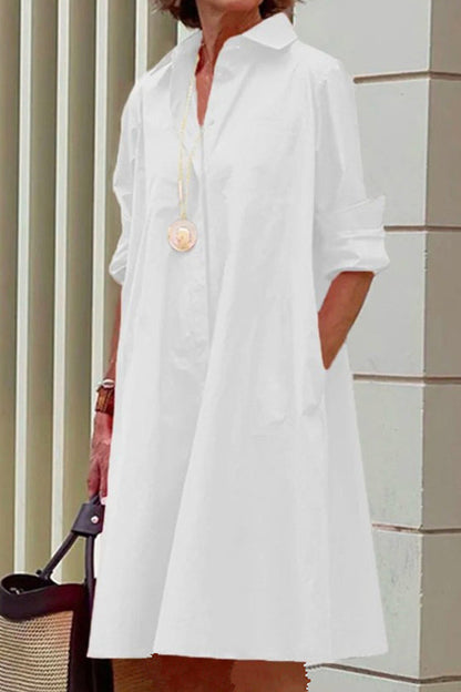 simple loose long sleeve shirt dress