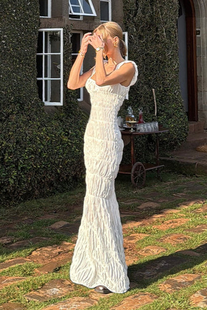 Textured Ruched Bodycon Maxi Dress