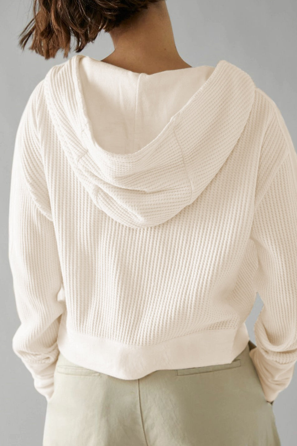 Quilted Panel Zip Up Cropped Hoodie