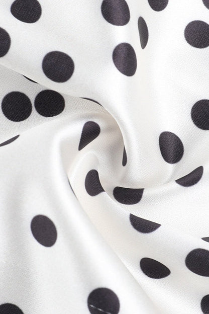 Polka Dot Halter High-Neck Scarf Drape One-Shoulder Bodycon Mini Dress