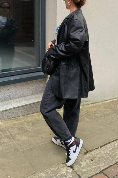 Bershka Oversized Faux Leather Blazer