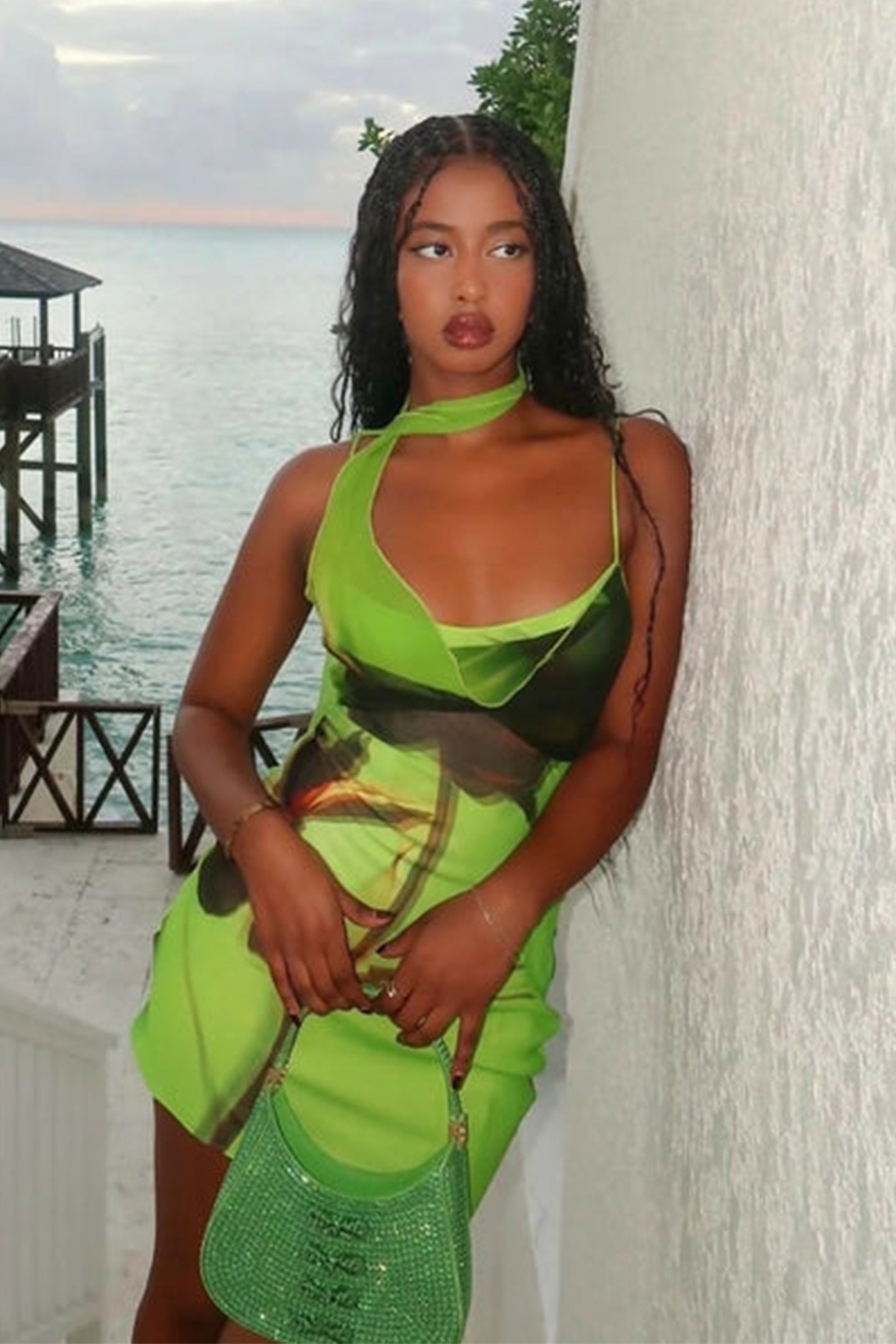 Lesley Floral Print Draped Scarf Mini Dress