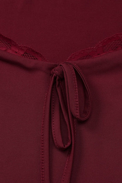 Lace Trimmed Slim Fit Bodysuit Knit Top