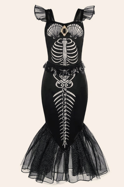 Skeleton Mermaid Dress Kid Halloween