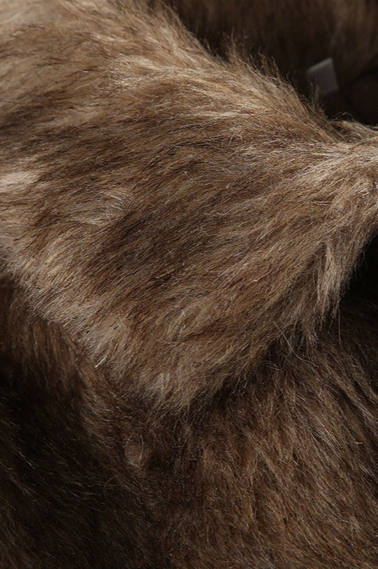 Furry Retro Crop Top Skirt Fox Fur Two Piece Set