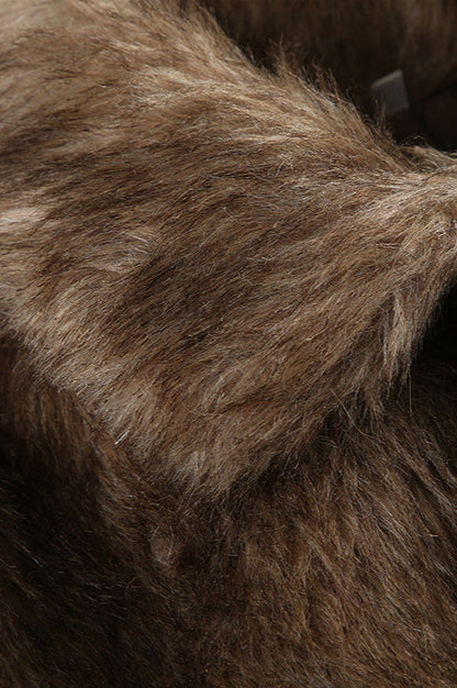 Furry Retro Crop Top Skirt Fox Fur Two Piece Set