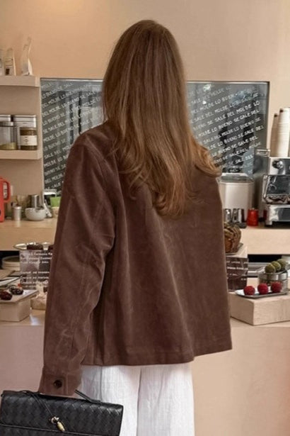 Brown Suede Notch Lapel Jacket