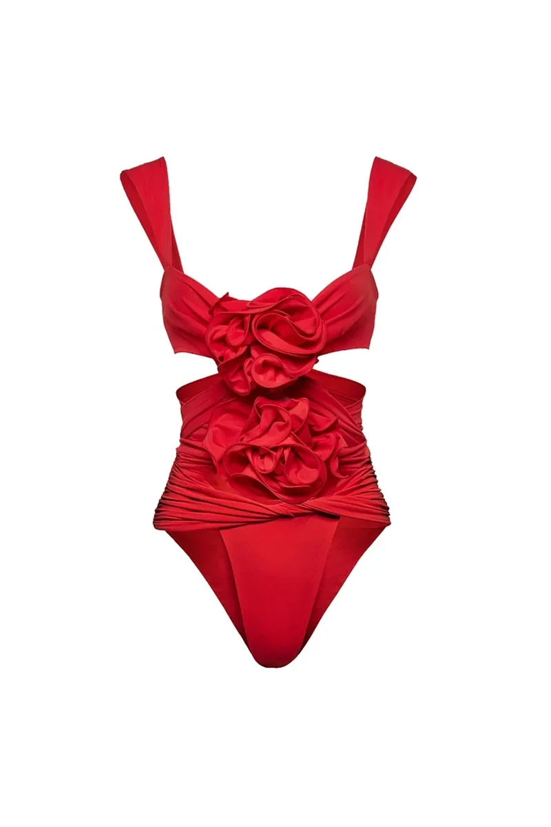 Floral Appliqué Swimsuit Set