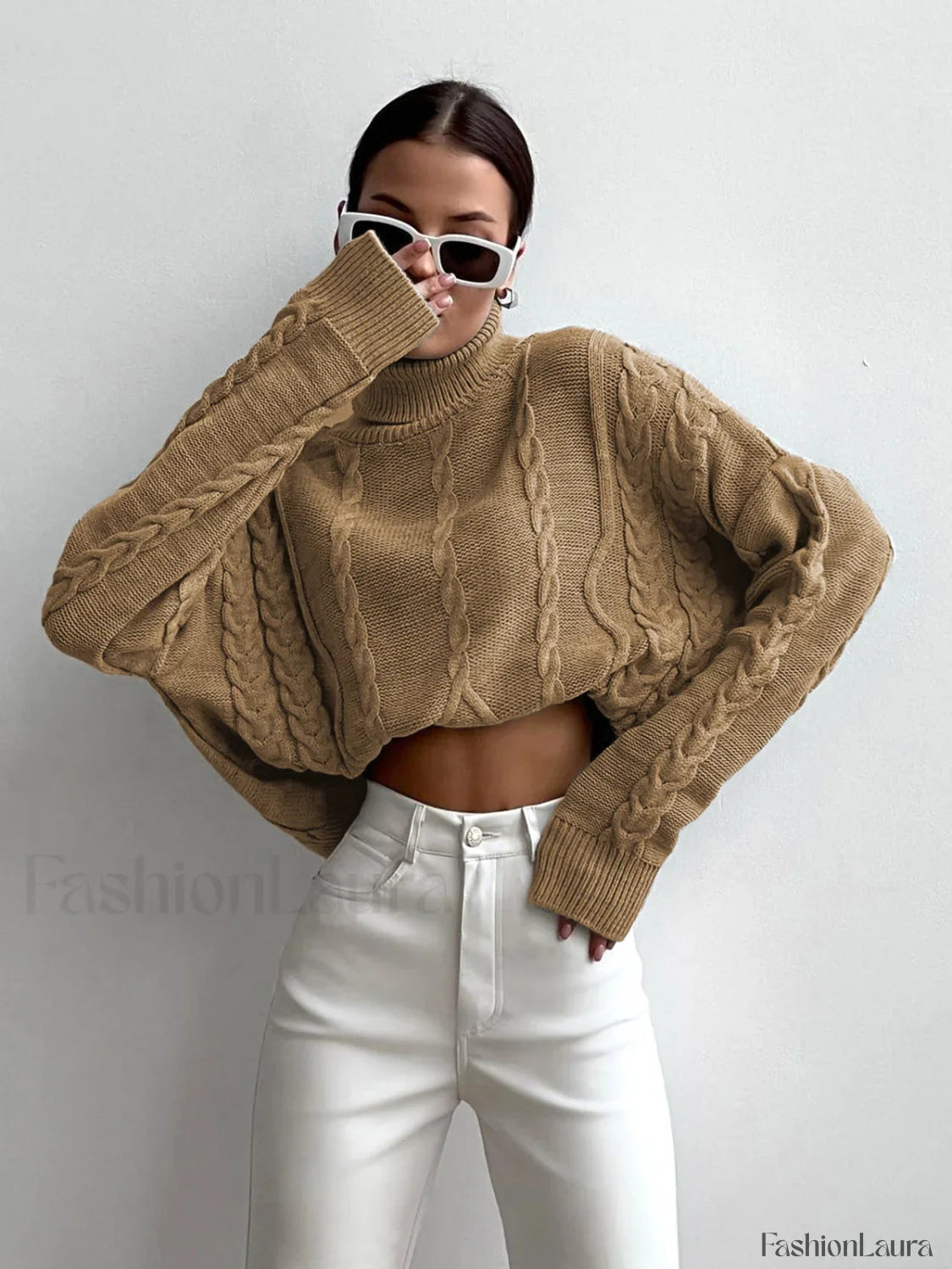 Cable Knit Turtleneck Oversized Sweater
