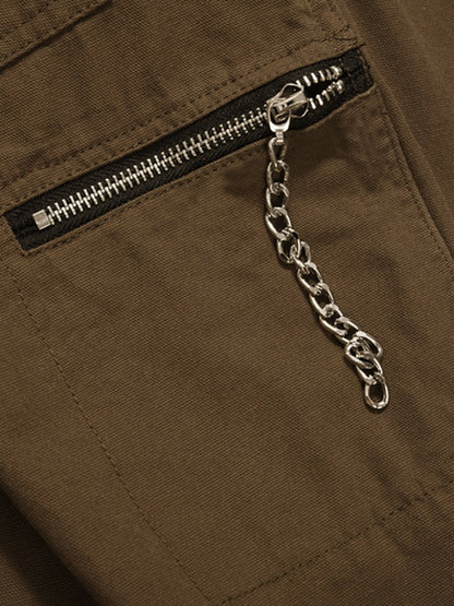 Casual Zipper Decor Cargo Pants