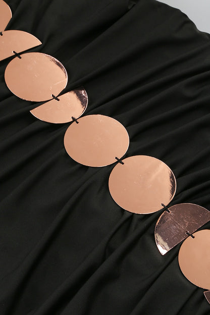 Quintina Geometric Metal V-neck Midi Dress