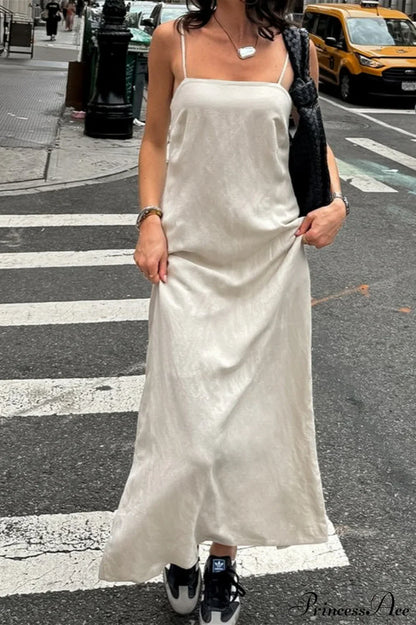 Cami Cotton Linen Loose A Line Maxi Dress