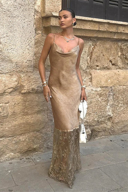 Cami Lace Backless Fitted Maxi Dress