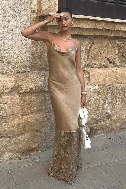 Cami Lace Backless Fitted Maxi Dress