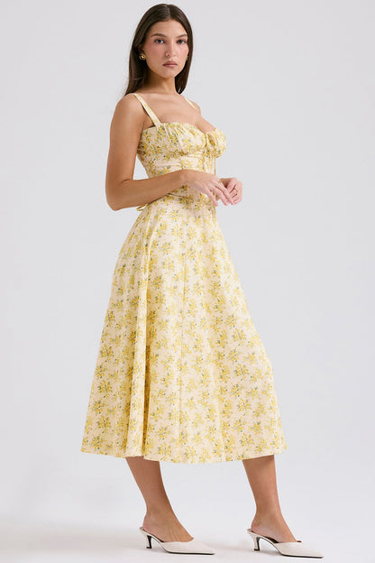 Yellow - Backless Slim-Fit Spaghetti Strap Dress