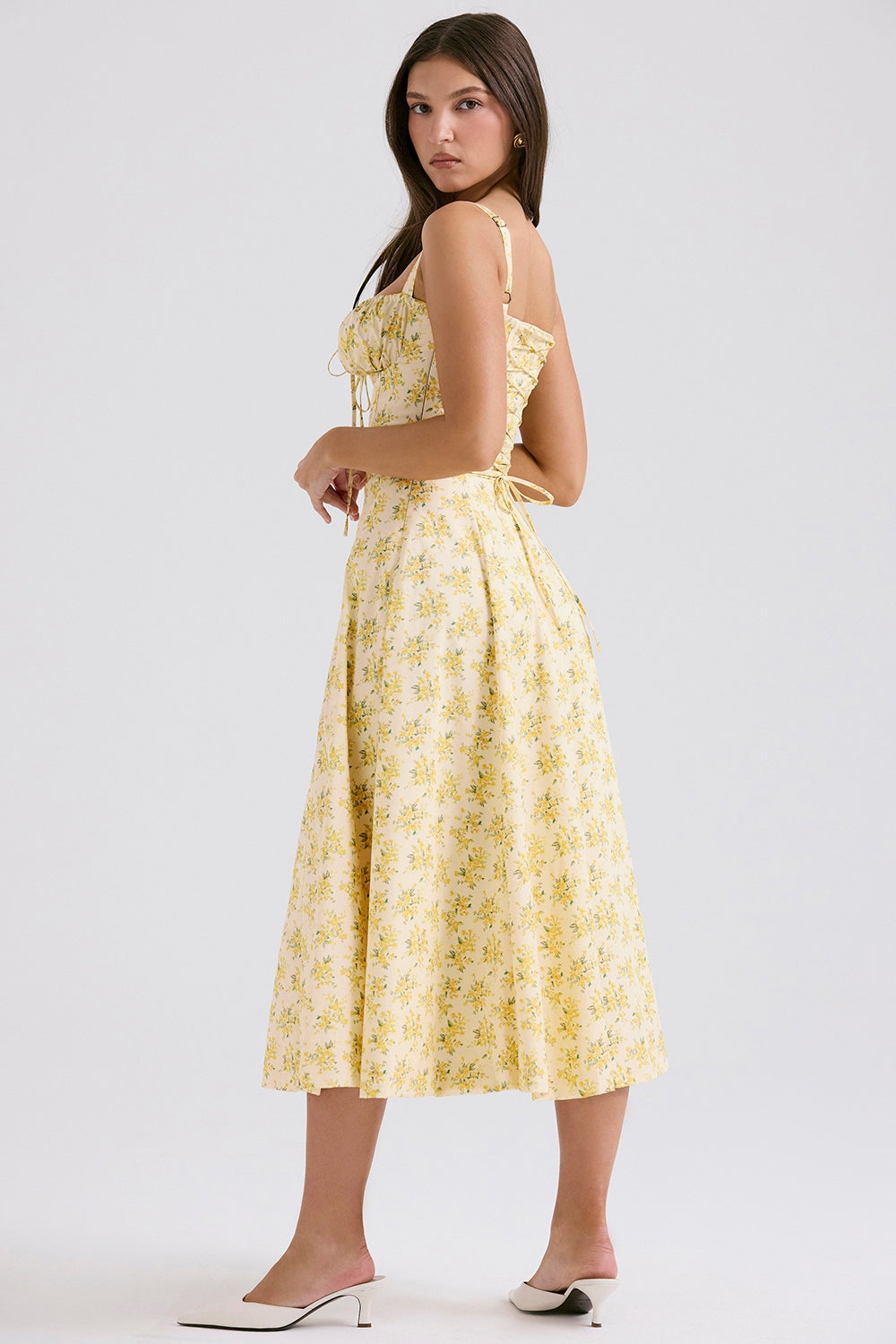 Yellow - Backless Slim-Fit Spaghetti Strap Dress