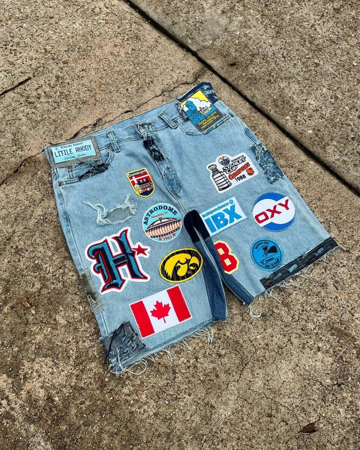 Cartoon Patchwork Denim Short