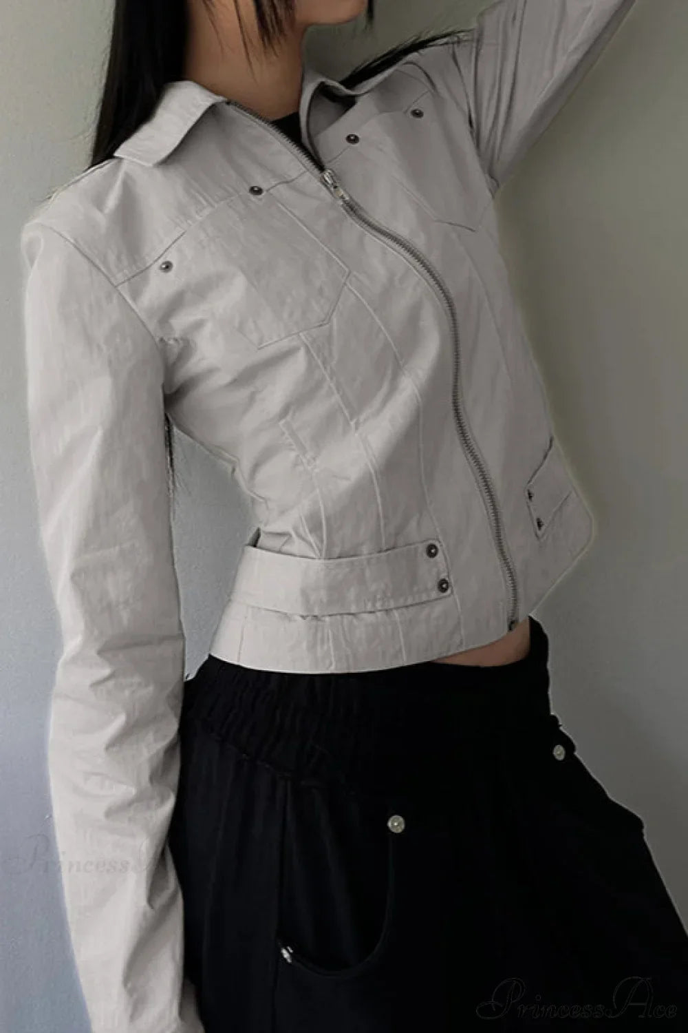 Casual Cargo Solid Lapel Zip Jacket