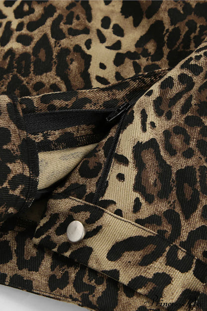 Casual Pure Cotton Leopard Print Wide Leg Pants