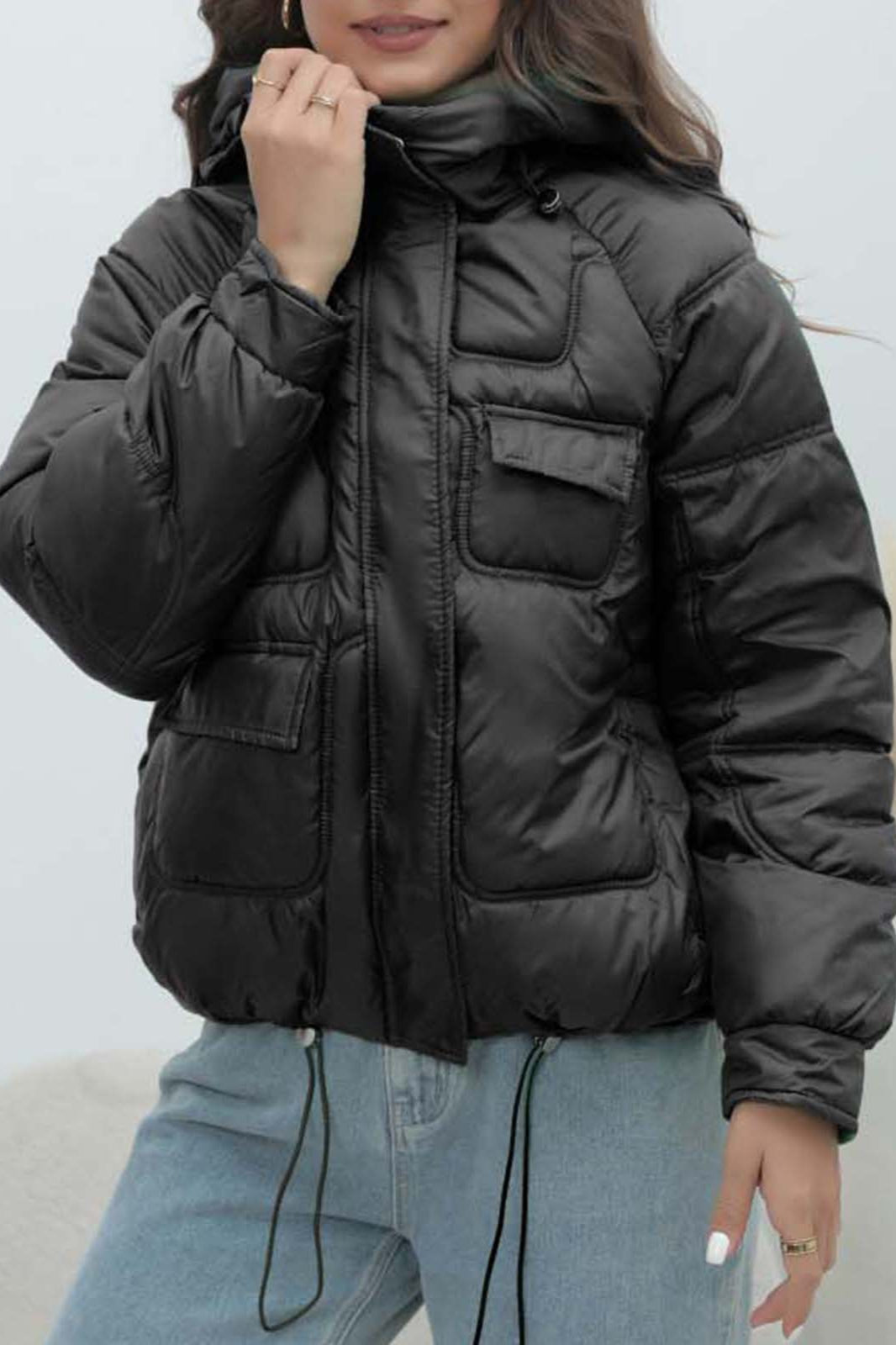 Bright Color Stand Collar Puffer Coat