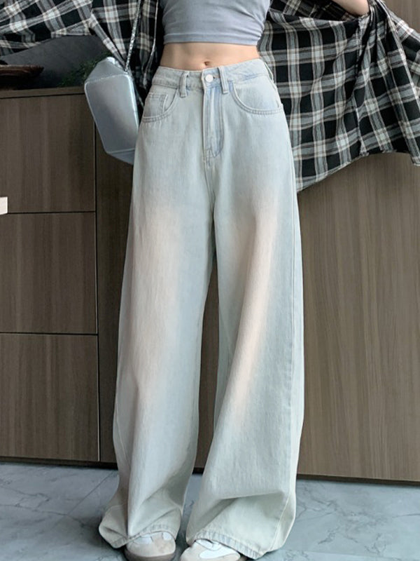 Light Washed High Waist Mopping Boyfriend Jeans