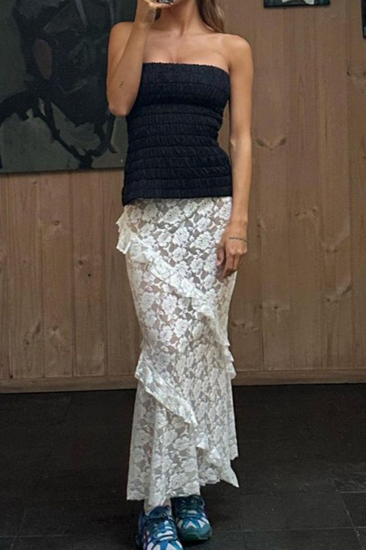 Lace Insert Bodycon Maxi Skirt