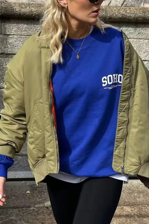 Oversized Bomber Loose Biker Jacket