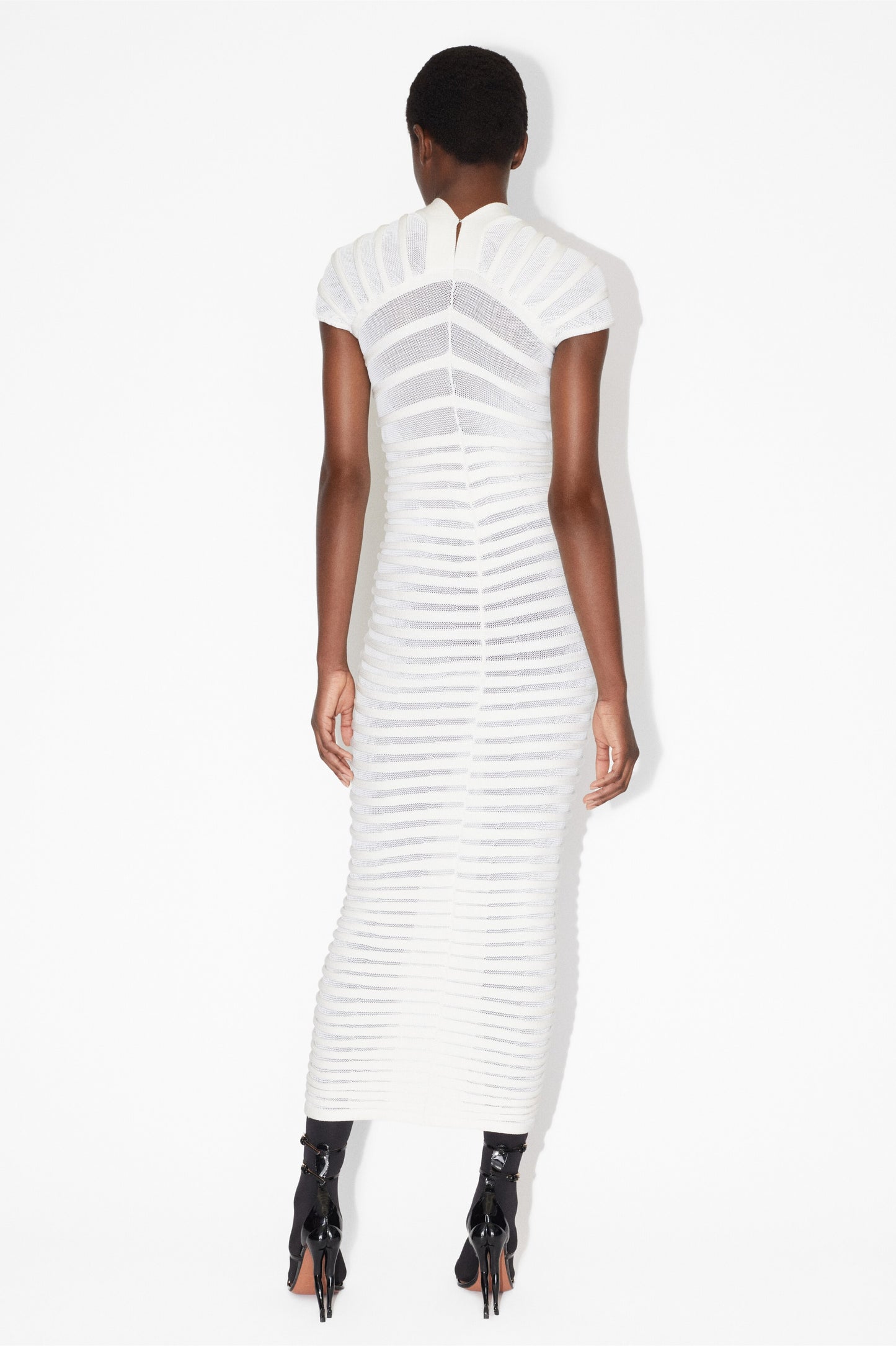 Erica Pleated Stripe Midi Knit Dress