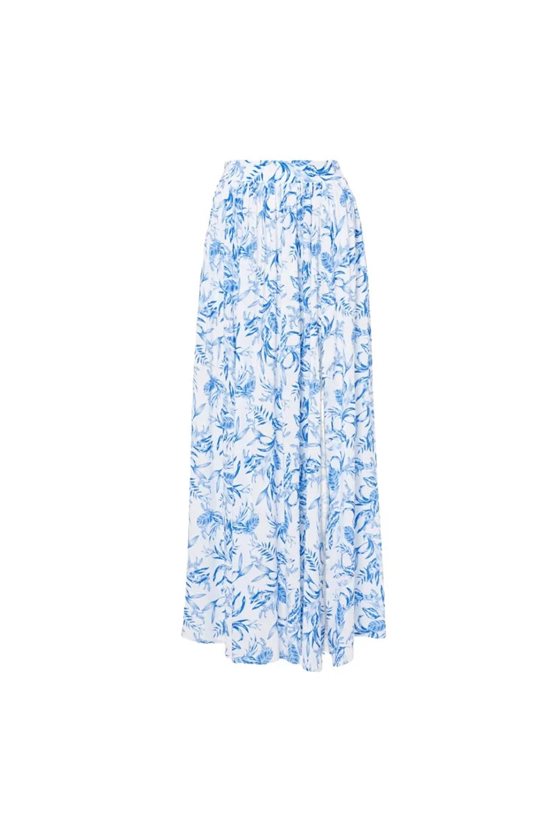 Fresh Floral One-Shoulder Blue Set