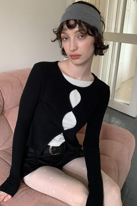Romantic Cotton Cropped Long Sleeve Fitted Base Layer