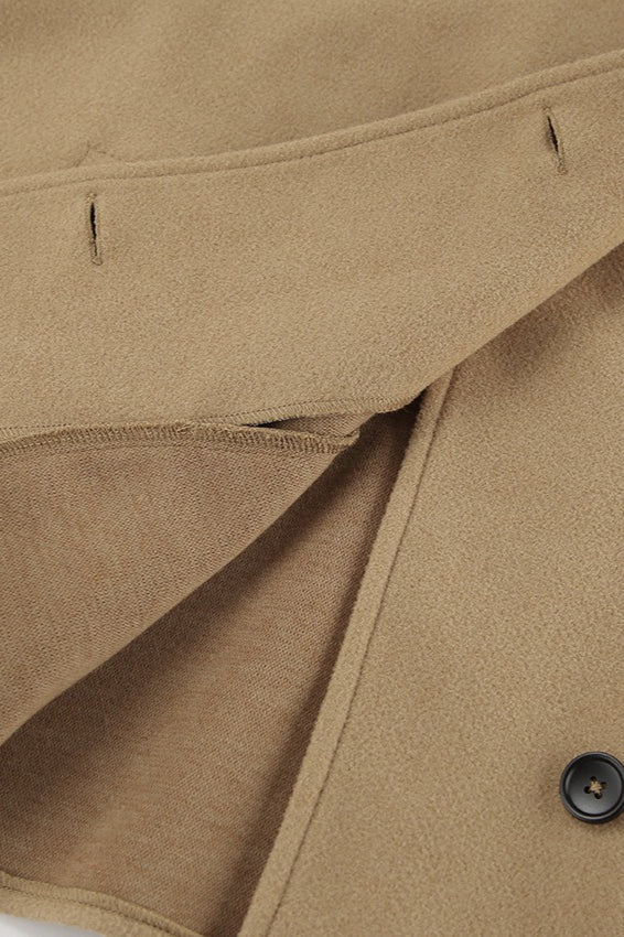 Batwing Sleeve Wool Blend Coat