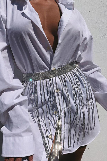 Fashionable Tassel Rhinestone Chain Waist Necklace