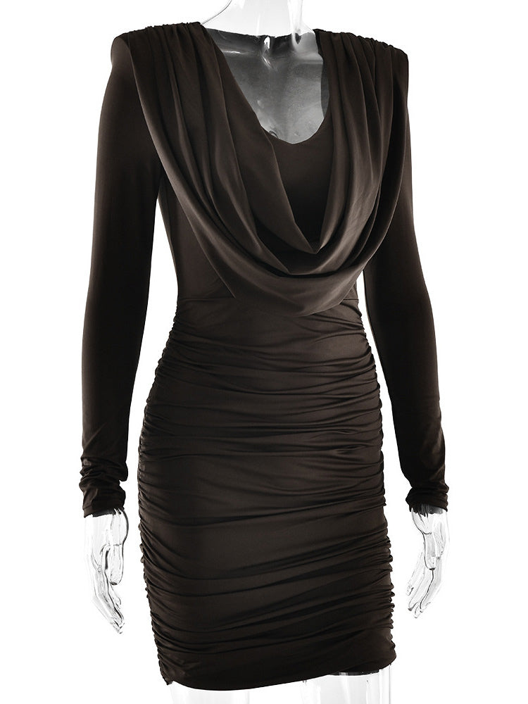 Modern Ruched Mini Dress With Deep V Neck For Women 2026