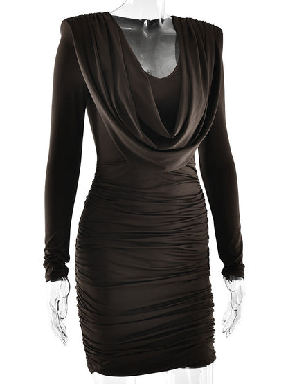 Modern Ruched Mini Dress With Deep V Neck For Women 2026