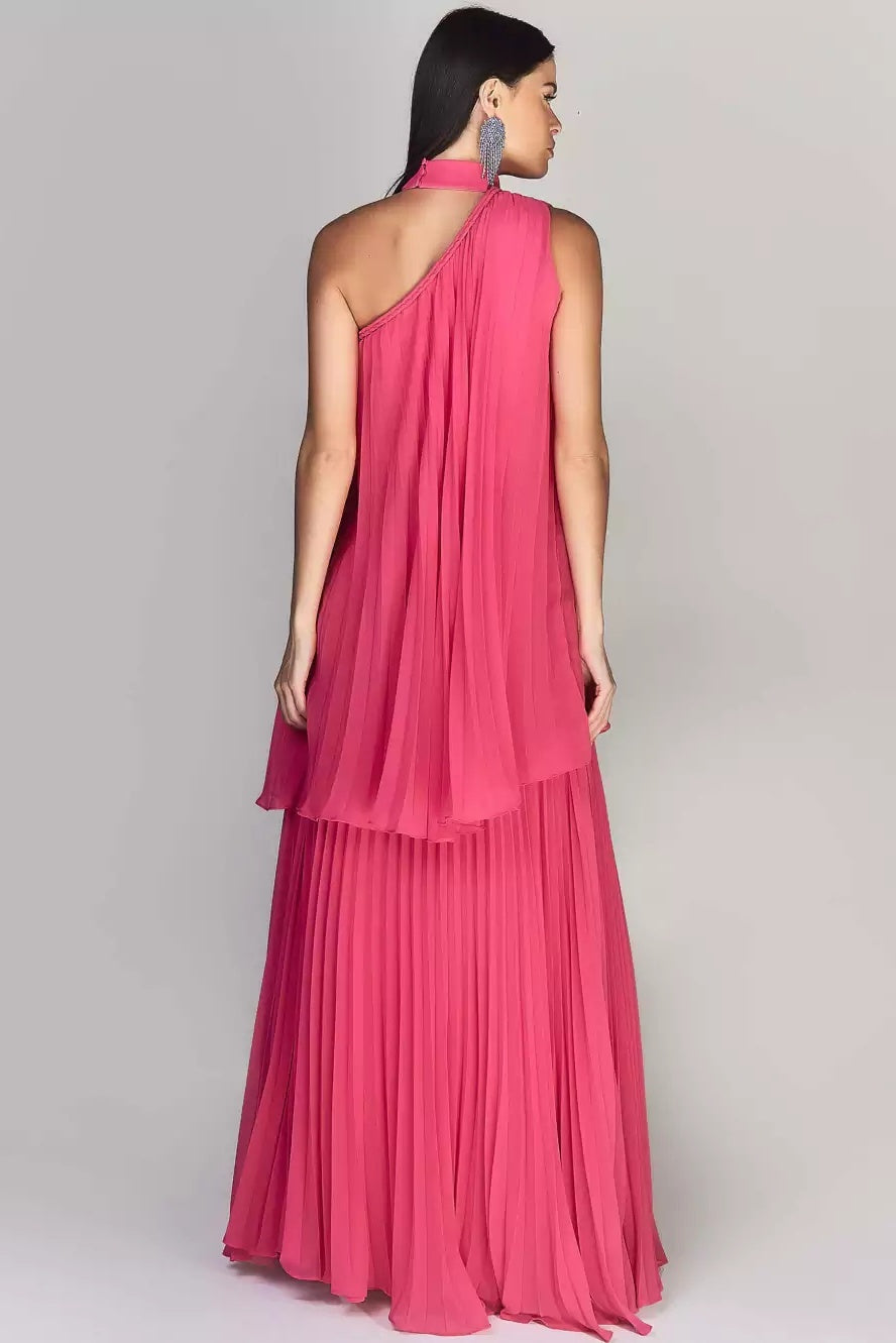 Sylvia Pleated Layered Chiffon Maxi Dress