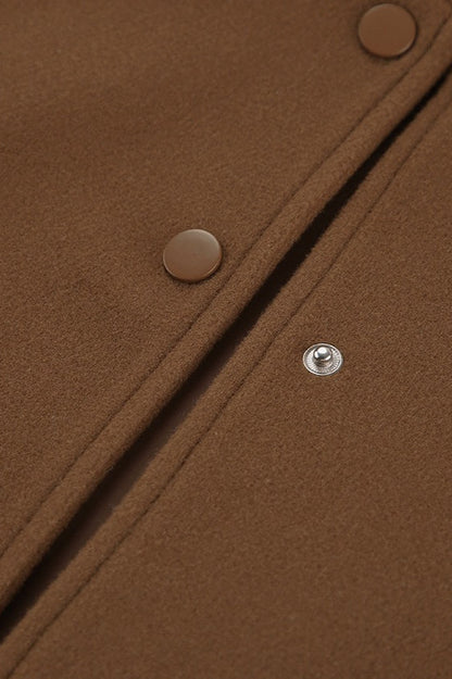 rown Woolen Stand Collar Jacket