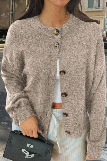 Minimalist Button Long Sleeve Cardigan