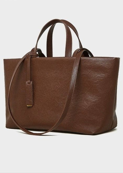 Corvina - Structured Leather Tote with Crossbody Strap