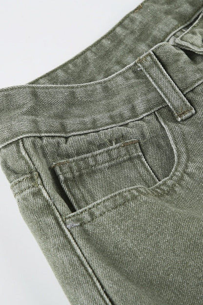 Distressed Bell Bottom Denim Jeans