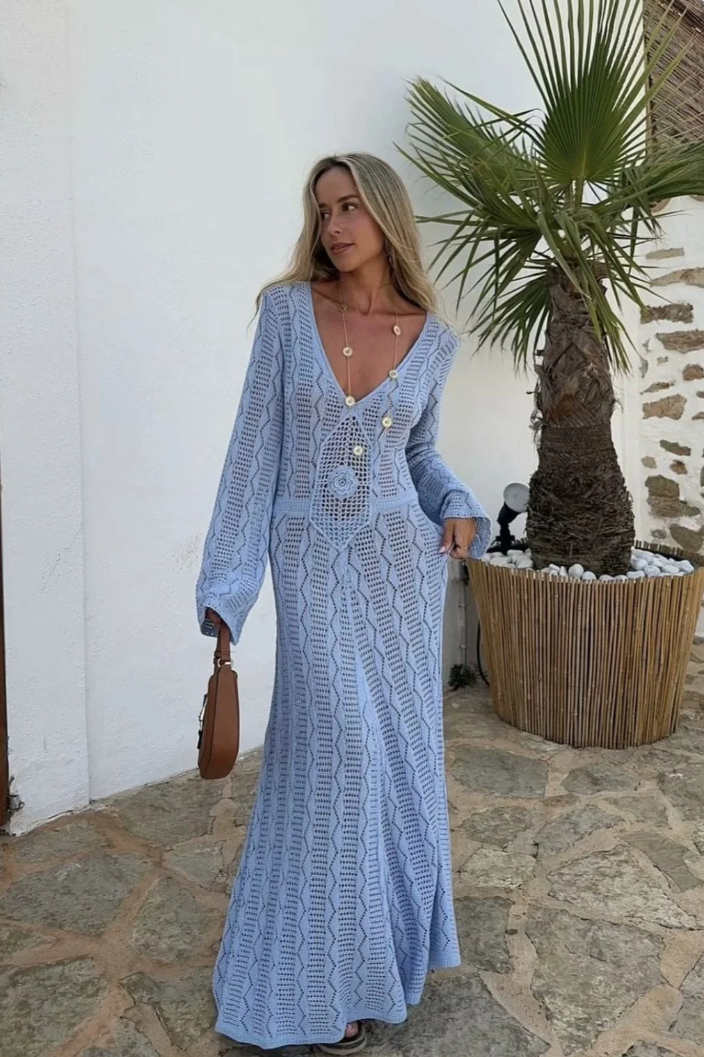 Hollow Out Crochet Maxi Dress