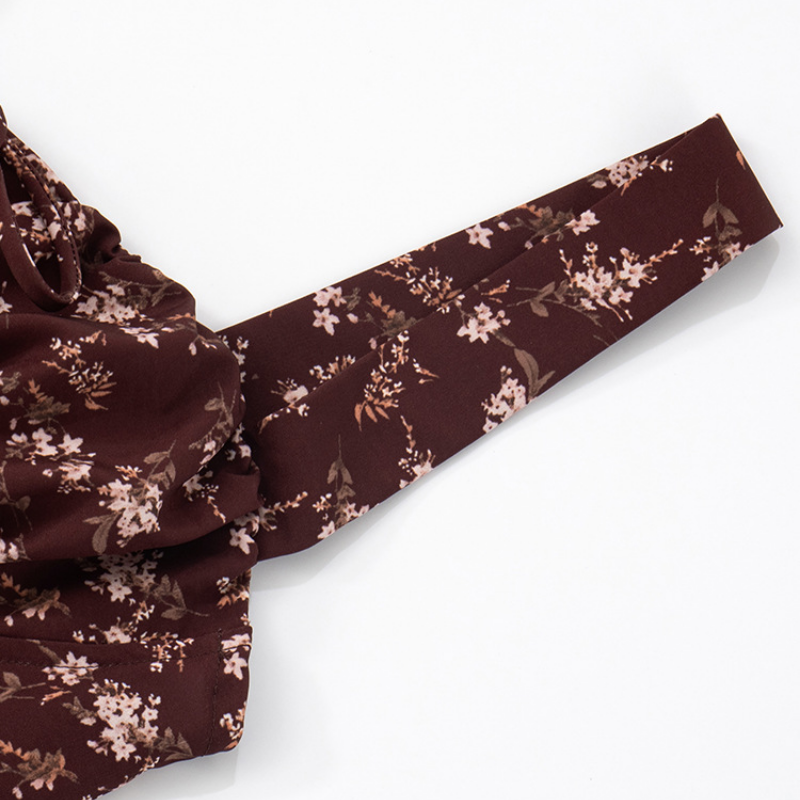 Slit flower print backless zip-up cami maxi dress