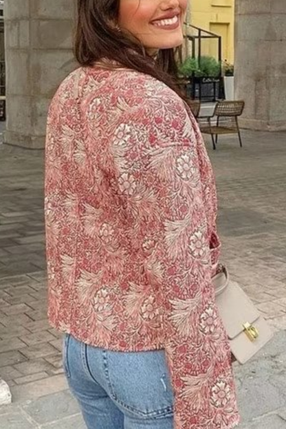 Loose Fashion Versatile Printed Cardigan Long Sleeve Cotton-padded Jacket