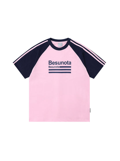 Contrast Stripes Oversized Short Sleeve Tee