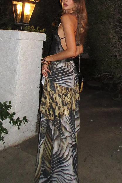 Slim Fit Lace Backless Slit Maxi Dress