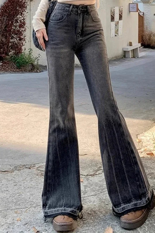 Slim Fit Elastic Bell Bottom Jeans