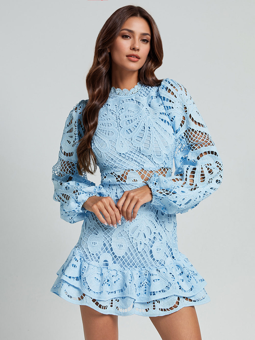Puff Sleeve Lace Dress Birthday Party A-line Mini Dress For Women 2026