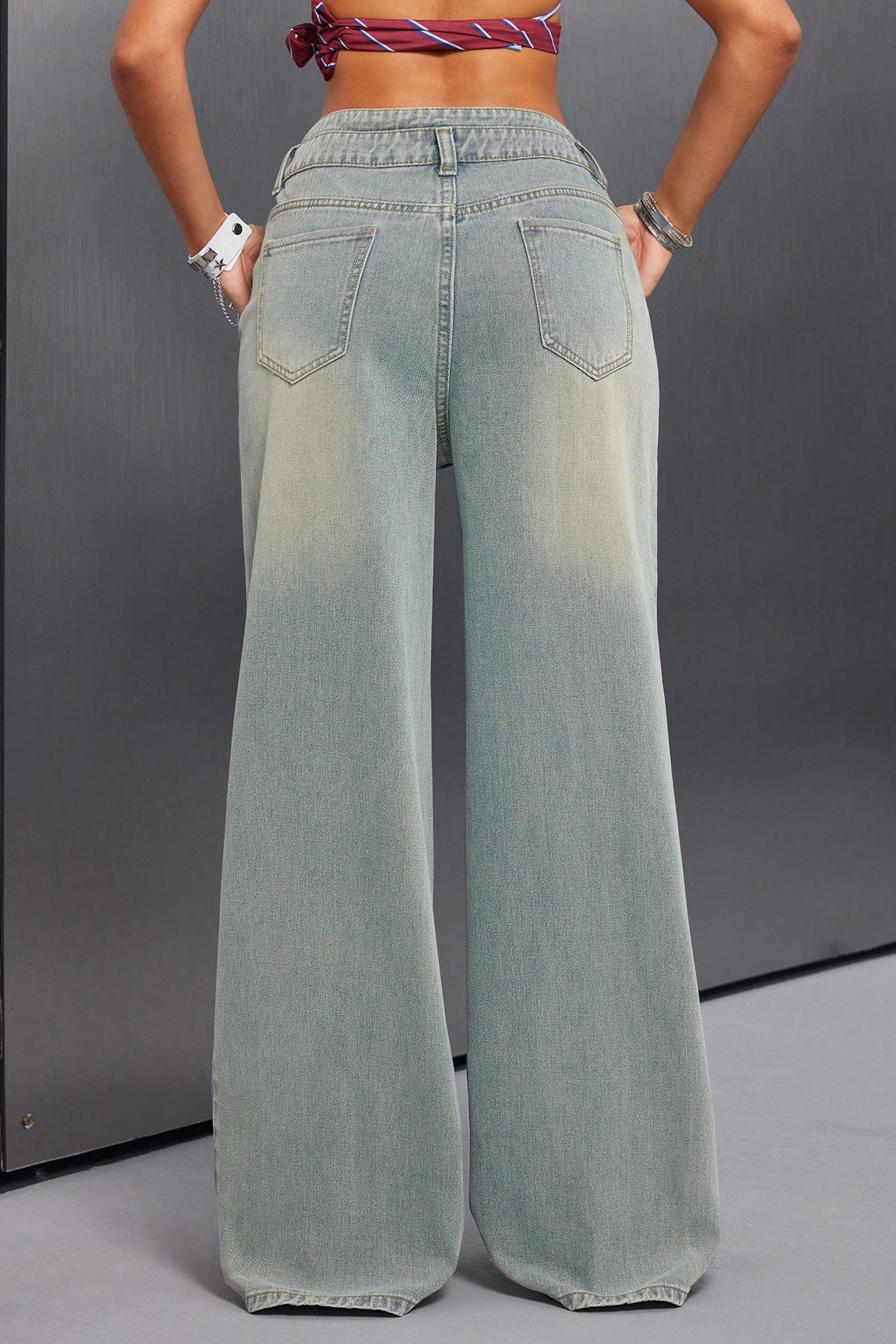 Button Front Vintage Loose Straight Jean