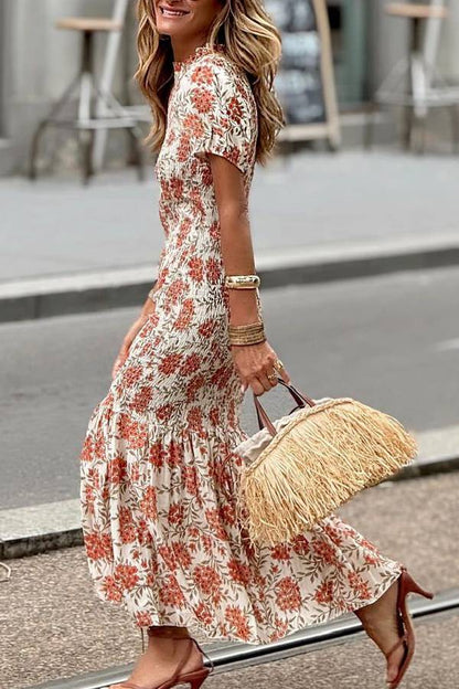 Beach Casual Holiday Floral Waist Tight Long Skirt