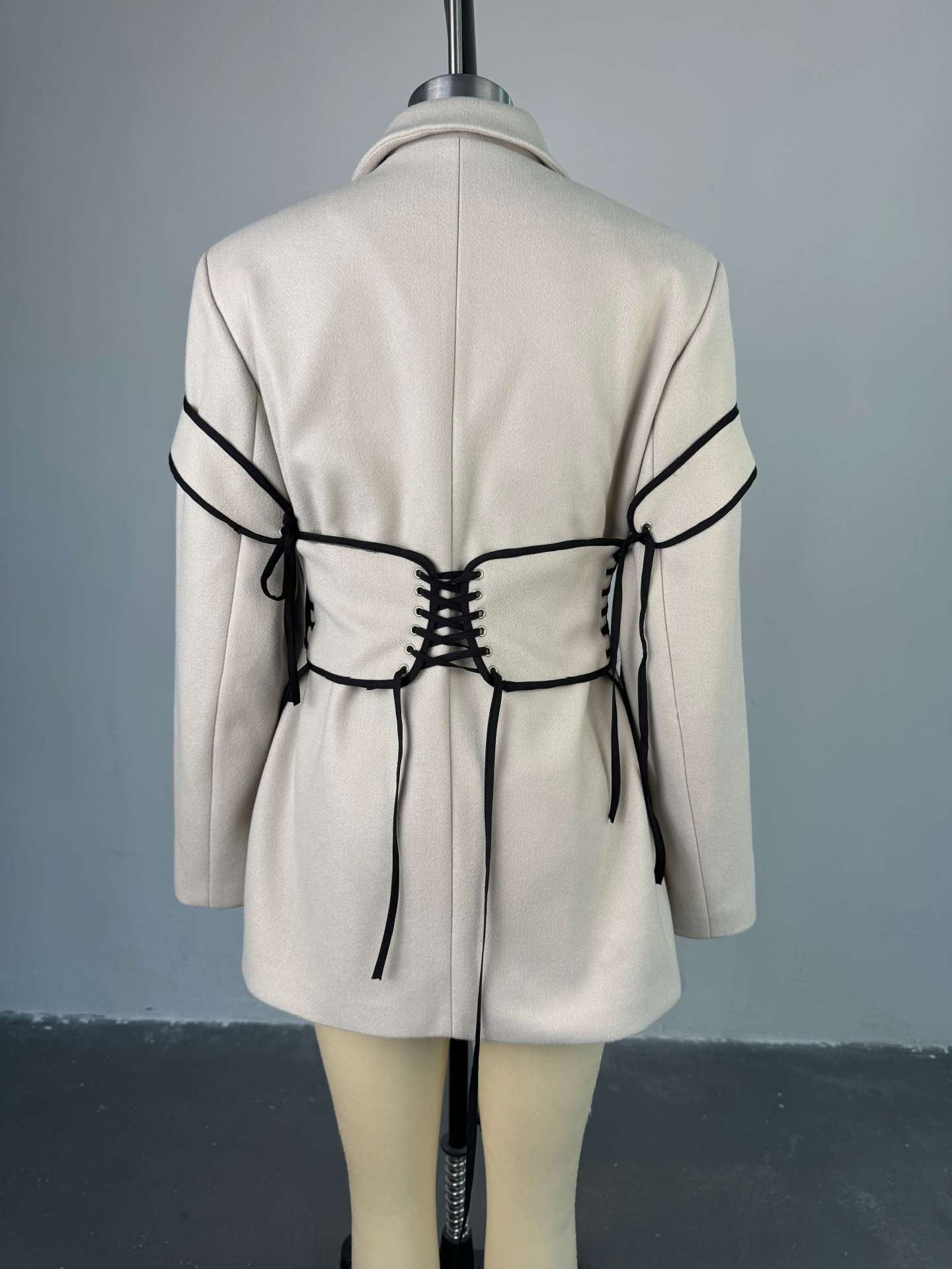 Blazer Dresses Turndown Collar Two-Tone Lace Up Long Sleeves Chic Women's Clothing Mini Dresses