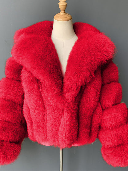 Fluffy Faux Fur Short Coat With Lapel Eco-friendly Winter Jacket For Women 2026